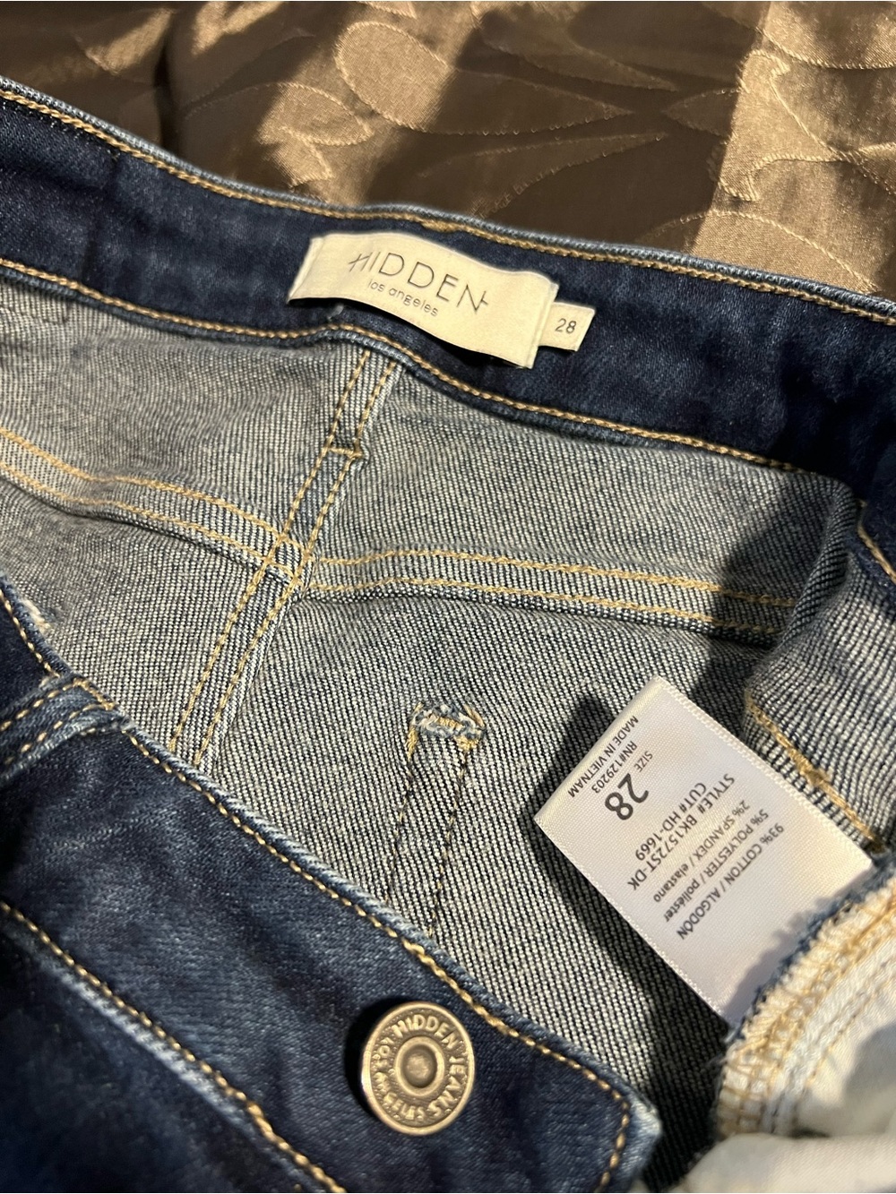 Hidden Los Angeles Straight  High Rise Dark Wash Denim Jeans Stretch Raw Hem 28 - Picture 8 of 13